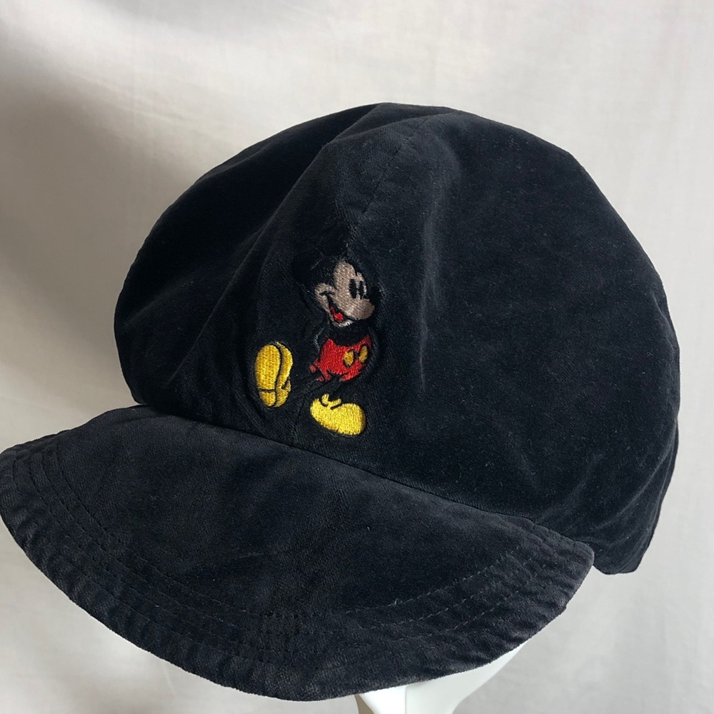 Black Velour Bucket Cap Hat with Mickey Mouse Embroidery